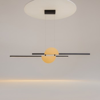 Pendul LED Skyline negru Maytoni, H204, 26W, brass