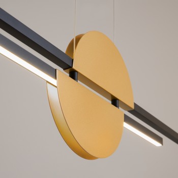 Pendul LED Skyline negru Maytoni, H204, 26W, brass