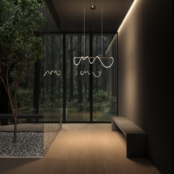 Lustră LED Tau auriu Maytoni, 30W