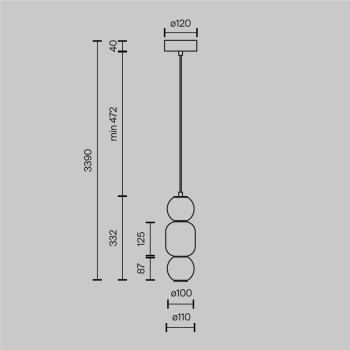 Pendul LED Drop crom Maytoni, D12, 16W