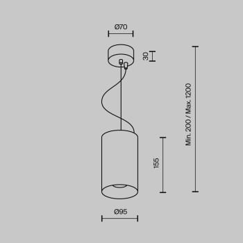 Pendul LED Efir negru Maytoni, D10, 25W