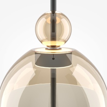 Pendul LED Bangkok negru Maytoni, D25, 12W, H350, cognac