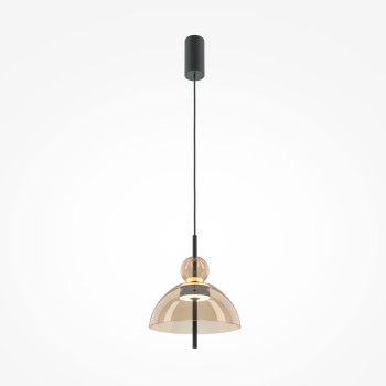 Pendul LED Bangkok negru Maytoni, D25, 12W, H350, cognac