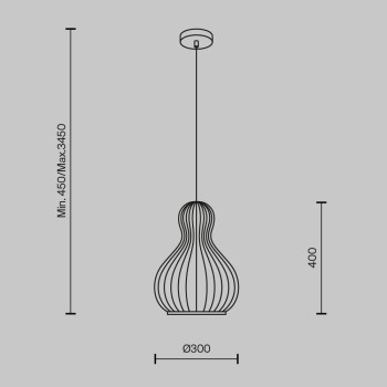 Pendul Roots negru Maytoni, D30, 1xE27, H342