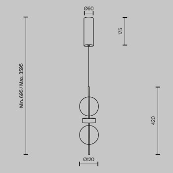 Pendul LED Double Moon negru Maytoni, D12, 8W