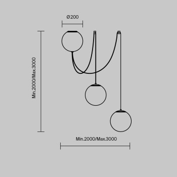 Pendul LED Twins negru Maytoni, D20, 26W