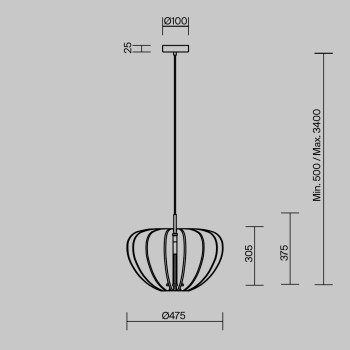 Pendul Cambio negru Maytoni, D48, 1xE27, grey