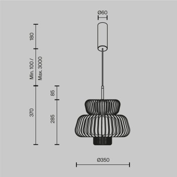 Pendul LED Namiki negru Maytoni, D35, 14W