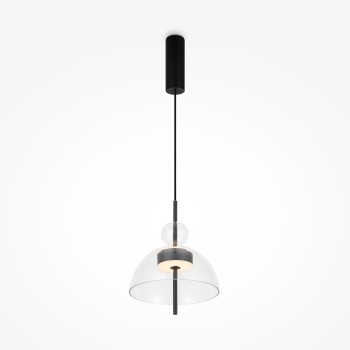 Pendul LED Bangkok negru Maytoni, D25, 12W, H350, transparent