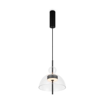 Pendul LED Bangkok negru Maytoni, D25, 12W, H350, transparent
