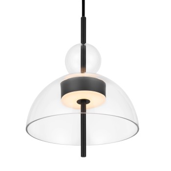 Pendul LED Bangkok negru Maytoni, D25, 12W, H350, transparent