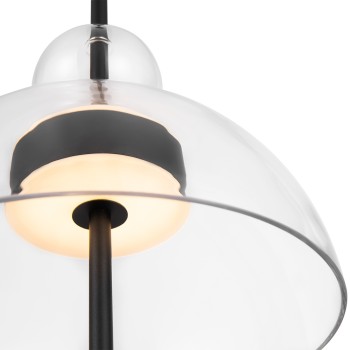 Pendul LED Bangkok negru Maytoni, D25, 12W, H350, transparent