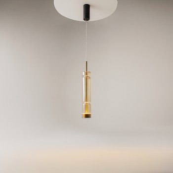 Pendul LED Ordo negru Maytoni, D8, 8W, H365, cognac