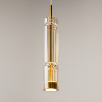 Pendul LED Ordo negru Maytoni, D8, 8W, H365, cognac