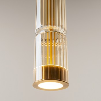 Pendul LED Ordo negru Maytoni, D8, 8W, H365, cognac