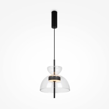 Pendul LED Bangkok negru Maytoni, D25, 12W, H348, transparent