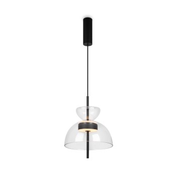Pendul LED Bangkok negru Maytoni, D25, 12W, H348, transparent