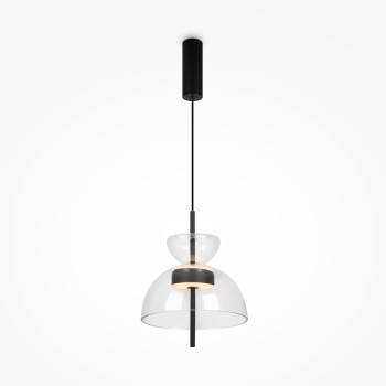 Pendul LED Bangkok negru Maytoni, D25, 12W, H348, transparent