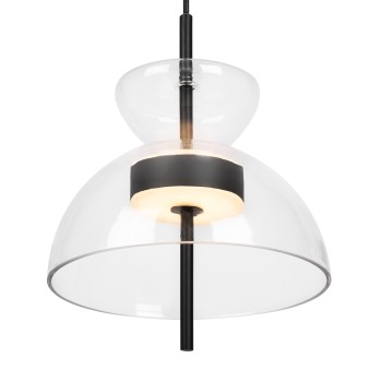 Pendul LED Bangkok negru Maytoni, D25, 12W, H348, transparent
