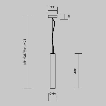 Pendul LED Basic Texture negru Maytoni, D6, 5W, beige