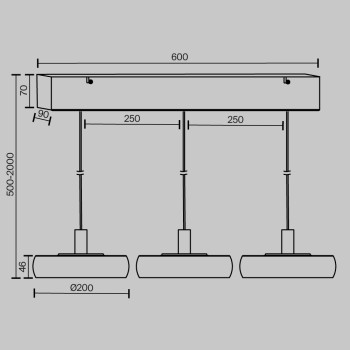 Lustră LED Float negru Maytoni, H200, 25W, IP20