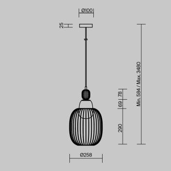 Pendul Levitation alamă Maytoni, D26, 1xG9