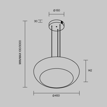 Pendul LED Bassa negru Maytoni, D45, 20W, brown