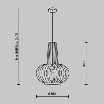 Pendul Roots negru Maytoni, D35, 1xE27