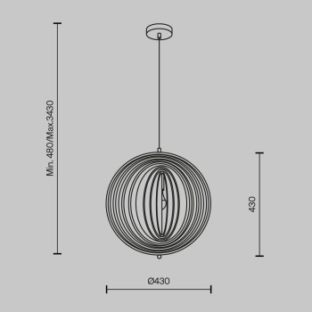 Pendul Roots negru Maytoni, D43, 1xE27