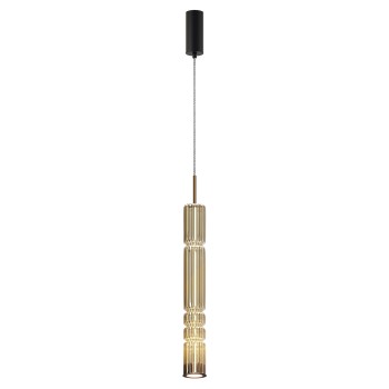Pendul LED Ordo negru Maytoni, D8, 8W, H384, cognac