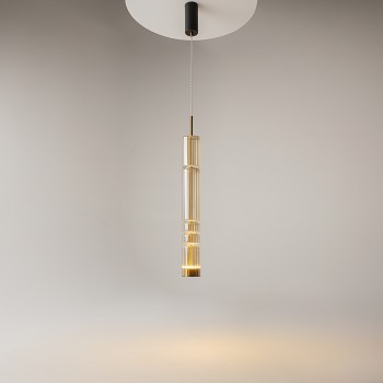 Pendul LED Ordo negru Maytoni, D8, 8W, H384, cognac
