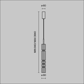 Pendul LED Ordo negru Maytoni, D8, 8W, H384, cognac