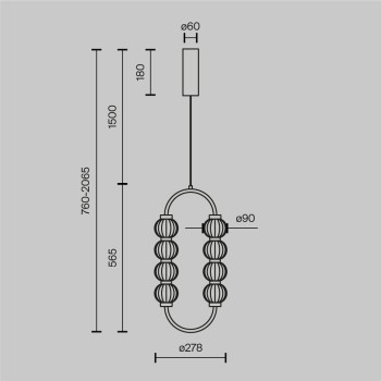 Pendul LED Amulet auriu Maytoni, H374, 16W