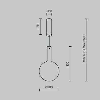 Pendul LED Nebula negru Maytoni, D20, 4W