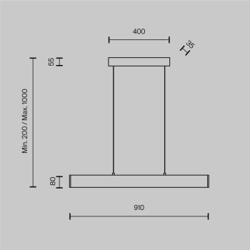 Pendul LED Step negru Maytoni, H100, 23W, 3000K