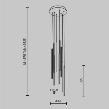Pendul LED Light stick alamă Maytoni, D35, 46W