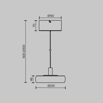 Pendul LED Float negru Maytoni, D20, 13W, IP20