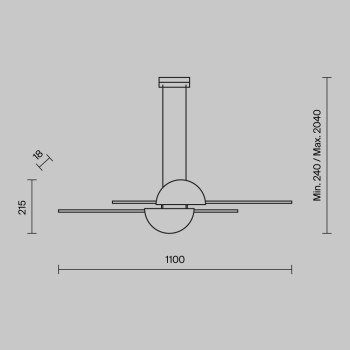 Pendul LED Skyline negru Maytoni, H204, 26W, white