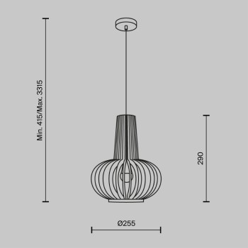 Pendul Roots negru Maytoni, D26, 1xE27