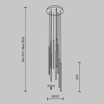 Pendul LED Light stick negru Maytoni, D35, 46W