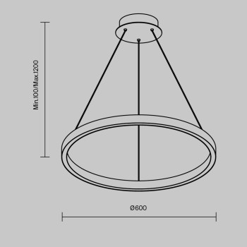 Lustră LED Rim negru Maytoni, D60, 36W