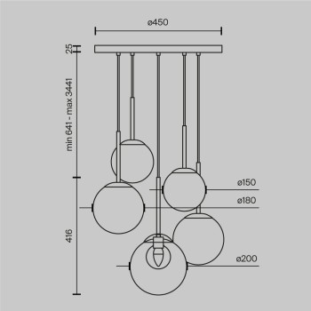 Lustră modernă Basic form auriu Maytoni, D45, 5xG9