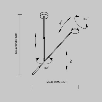 Plafonieră LED Fad negru Maytoni, H120, 8W