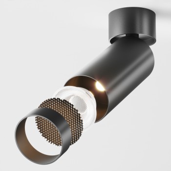 Spot LED aplicat Focus negru Maytoni, D5, 12W, H16, 3000K, black