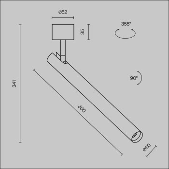 Spot LED aplicat Focus T alb Maytoni, D3, 6W, H34
