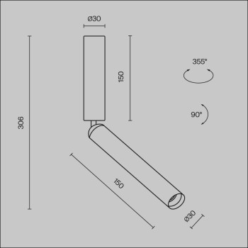 Spot LED aplicat Focus T alamă Maytoni, D3, 6W