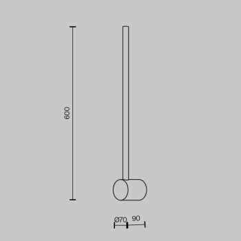 Aplică de perete LED Light stick negru Maytoni, L9, H60
