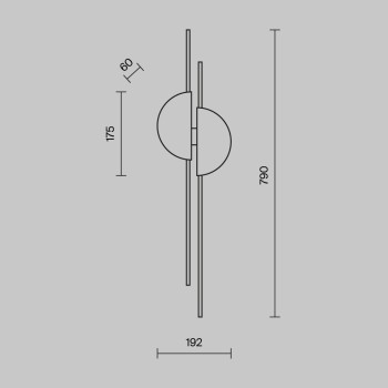 Aplică de perete LED Skyline negru Maytoni, L6, brass