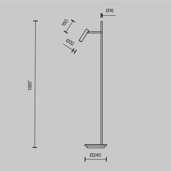 Lampadar LED Estudo negru Maytoni, H139