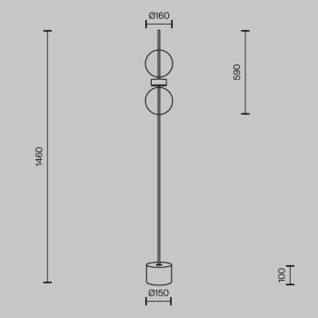 Lampadar LED Double Moon negru Maytoni, H146